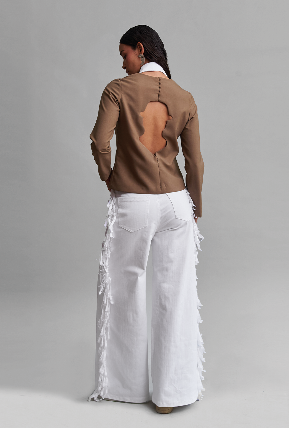 Pantalones Fringe Blancos