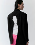 blazer oversized, blazer con hombreras, blazer con inspiración en René Magritte, arte, René Magritte, blazer para mujer, blazer para hombre, regalo para mujer, regalo para hombre, diseño mexicano, marca mexicana, hecho a mano, hecho en México