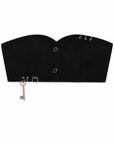 crop top con detalle de llave y resorte en espalda, crop top negro, crop top para mujer, top para mujer, top de diseño original, top en mezcla de algodón, top con botones, crop top con botones, diseño mexicano, hecho a mano, hecho en México