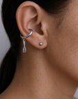 Ear cuff con charm de cubiertos, ear cuff de plata, ear cuff con charm de cuchara, ear cuff con charm de tenedor, ear cuff con charm de cuchillo, diseño mexicano, hecho a mano, hecho en México