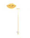 arete en forma de labios, arete con perla, arete individual, arete con perla removible, pin, broche, accesorio, perla natural, aleación de latón, dorado, regalo para mujer, regalo para hombre, regalo, diseño mexicano, marca mexicana, hecho a mano, hecho en México