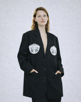 blazer oversized, blazer moderno, blazer decorado con copas de brassier, blazer con hombreras, blazer para mujer, blazer para hombre, regalo para mujer, regalo para hombre, diseño mexicano, marca mexicana, hecho en México, hecho a mano