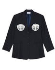 blazer oversized, blazer moderno, blazer decorado con copas de brassier, blazer con hombreras, blazer para mujer, blazer para hombre, regalo para mujer, regalo para hombre, diseño mexicano, marca mexicana, hecho en México, hecho a mano
