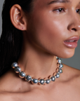 Collar de esferas caladas, caras, hecho a mano, marca mexicana, aleación de latón, collar grande, regalo de cumpleaños para mujer, regalo de aniversario para mujer, regalo para hombre, diseño mexicano, hecho en México