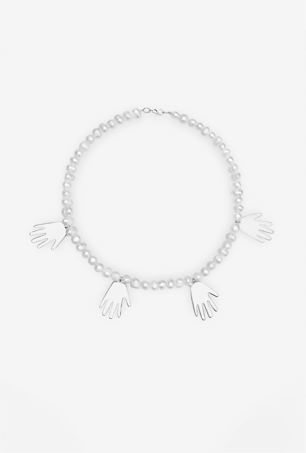 collar de perlas, collar con dijes en forma de mano, collar de perlas naturales, collar con dije de plata .925, collar para mujer, collar para hombre, regalo para mujer, regalo para hombre, diseño mexicano, marca mexicana, hecho a mano, hecho en México