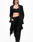 crop top con detalle de llave y resorte en espalda, crop top negro, crop top para mujer, top para mujer, top de diseño original, top en mezcla de algodón, top con botones, crop top con botones, diseño mexicano, hecho a mano, hecho en México