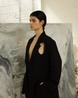 blazer con cut outs, blazer con hombreras, blazer para mujer, blazer para hombre, regalo para mujer, regalo para hombre, diseño mexicano, marca mexicana, hecho en México, hecho a mano